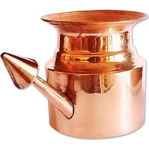 Kraaftsmit Puur koper Ayurvedische Jal Neti Lota/Pot voor Yoga (250 ML) voor Sinus/Neus Reiniging/Yoga en Ayurveda, Pack van 2