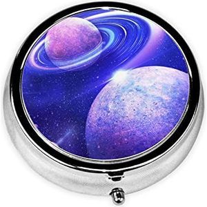 Planeet Gedrukt Pil Doos, Mini Kleine Pil Case Draagbare Geneeskunde Pil Organizer Reizen Pil Doos met 3 Component