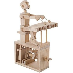 Timberkits Xylofoon Speler Automata Muzikant Mechanische Houten Puzzel-Model Bouwpakket, Natuurlijk Hout