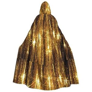 WURTON Gouden Pailletten Sparkle Volledige Lengte Carnaval Cape Met Hood, Unisex Cosplay Kostuums Mantel Voor Volwassenen 190cm