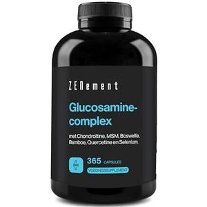 Glucosamine Complex met Chondroïtine, MSM, Boswellia, Bamboe, Quercetine en Selenium - 365 Capsules, 6 Maanden Voorraad, Capsules - Zonder Additieven, Non-GMO - Zenement