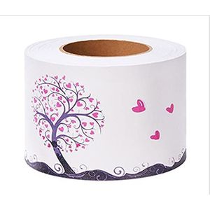 Behangrandstickers, Behangranden for muren, decoratieve randen for plafonds in de badkamer, woonkamer en keuken(Purple Pink Love Tree)