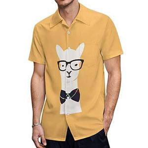 Alpaca Gentleman Hawaiiaanse shirts voor heren, casual overhemd met korte mouwen, knoopsluiting, vakantie, strandshirts, L