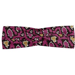 ABAKUHAUS slangenprint Hoofdband, Wild Animal Art, Elastische en Zachte Bandana voor Dames, voor Sport en Dagelijks Gebruik, Mosterd Dark Magenta