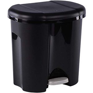 Rotho, Duo, Afvalbak 2x 10l voor afvalscheiding met deksel en pedaal, Kunststof (PP) BPA-vrij, zwart, 2 x 10l (39,0 x 32,0 x 40,5 cm)