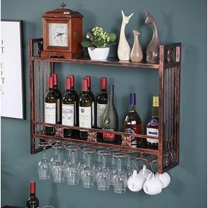 Wandgemonteerd Wijnrek, Drijvende Champagnefles-displayhouder Bar-eenheid Zwevende Planken Hangende Wijnfles- En Glashouder (Color : Chrome, Size : 60X22X61CM)