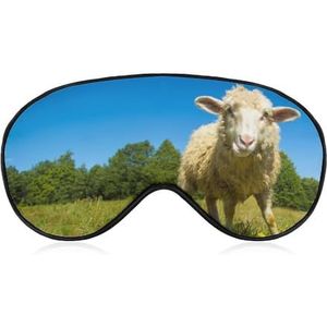 Schapen kijken nieuwsgierig naar je slaapmasker met verstelbare riem, comfortabel zacht oogmasker, slaaphulp, lichtblokkerende oogmaskers