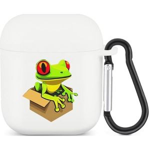 Wat? Pakket Is Een Kikker Leuke Case voor AirPods 2&1 Schokbestendige Beschermende Hoofdtelefoon Gevallen Cover Met Sleutelhanger Voor Mannen Vrouwen