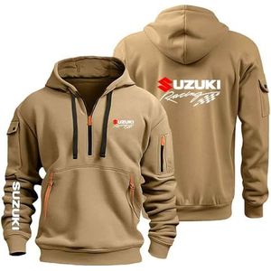 AHYAOFA Heren Hoodies Pullover voor su.ZU.K.I Casual Lange Mouw Hoody 1/4 Zip Sweatshirts Hooded Jas Tops Outdoor Hoodie, Khaki-3, 18-20