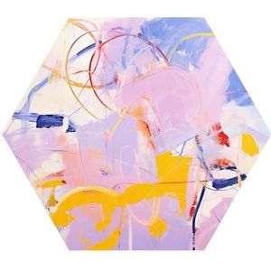 DEQORI Hexagon Wandbehang, zelfklevend, 150 x 130 cm, lichtheid van textiel, afneembaar, decoratief en vormvast, voor woonkamer, kantoor, hal of kinderkamer