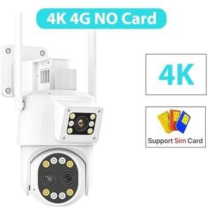 Bewakingscamera, 4G Sim-kaart IP Camera 4K HD 10X Zoom Drie-Lens Dual Screen PTZ Camera 2K Auto Tracking CCTV P2P Video Surveillance(4K 4G NO Card)