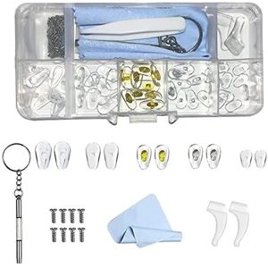 Lahviuu Neuskussens siliconen, 25 paar oogglazen neuspads bril bril reparatieset schroef-in neusbeschermer neusbeschermer pushin neusbeschermers bril oorhaak, voor brillen en zonnebrillen