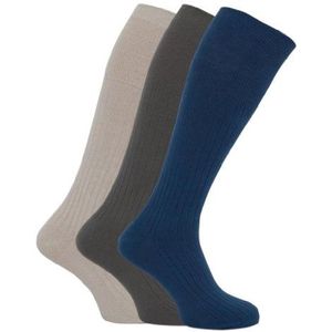 6 paar Mens geribbelde lange slang 100% katoen zachte top sokken/UK 6-11, Modieus gesorteerd,