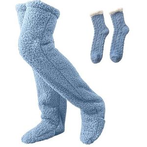 GLSAYZU Snuggle Paws Sok Slippers, SnugglePaws Sok Slippers, Snuggs Cosy Sokken, Over de knie Hoge Fuzzy Sokken Sok Slippers, Blauw, one size