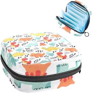 Opbergtas voor maandverband, menstruatiekit tas voor school, menstruatiecup zakje, maandverband organizer, dinosaurus en palmbladeren