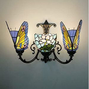 Tiffany -Stijl Wandlamp, Met De Hand Getint Glazen Wandlamp, Victoriaanse Stijl Decoratieve LED -Murale Voor Woonkamer Badkamer Corridor Lees
