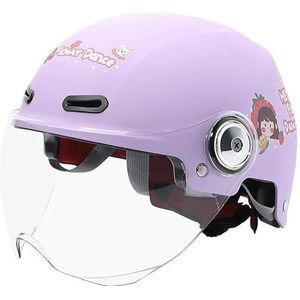 Motorhelm, 3/4 Kindermotorhelm met zonneklep, straatverlichting, bromfiets en ATV-helm for jongens meisjes (5-15 jaar), leeftijd A, 46-55 cm(B)