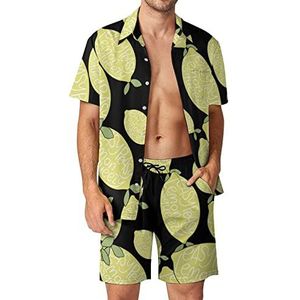 Easy Peasy Lemon Squeezy Sticker Hawaiiaanse sets voor mannen Button Down korte mouw trainingspak strandoutfits L