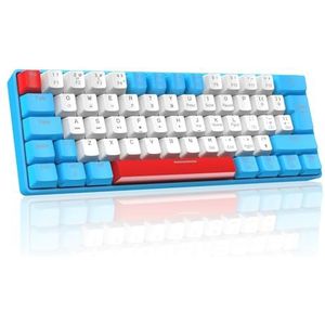 Mini 60% Mechanisch Gaming-Toetsenbord met Compact 62 Toetsen,19 RGB Chroma LED Backlit,Type-C Cable, QWERTY UK Layout, Full-key Anti-Ghosting voor PC, Laptop,Mac-Blauw/Rood Schakelaar