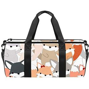 Reizen Strandtassen Sport Gym Duffle Overnachting Schouder Leuke Hond Of Foxy Fox Wolf Grote Tas met Droge Natte Pocket