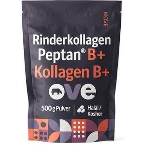 Collageen poeder B+ rundercollageen Peptan B – 100% zuiver collageen hydrolysaat poeder voor huid, gewrichten en spieren, 500 g, halal, koosjer, zonder GGO, 50 blikjes