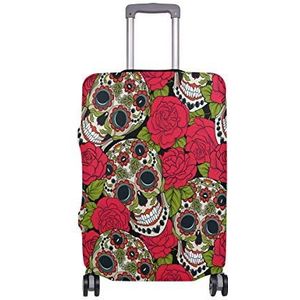 AJINGA Skull Red Flora Travel Bagage Protector koffer Hoes S 18-20 in