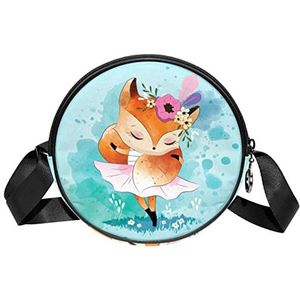 Messenger Bag Little Fox Crossbody Tas voor Dames Rond, Meerkleurig, 6.7x6.7x2.3 in, Sling Rugzakken