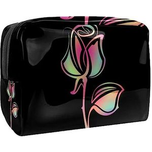 Neon Rose Travel Cosmetische Tas voor Vrouwen en Meisjes, Kleine Waterdichte Make-up Tas Rits Pouch Toilettas Organizer, Veelkleurig #09, 18.5x7.5x13cm/7.3x3x5.1in, Modieus