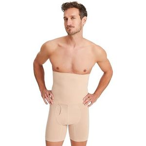 FINN Shapewear Herenbroek, naadloze body shaper boxershorts met buikweg-effect, naadloze compressiebroek en lijfje, figuurvormende onderbroek met sterke compressie, huidskleur, XXL