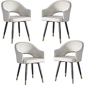GEIRONV Keuken eetkamerstoel set van 4, moderne fauteuil leer hoge rugleuning zachte zitting woonkamer slaapkamer appartement eetkamerstoel Eetstoelen (Color : Light Gray, Size : 85 * 45 * 48cm)