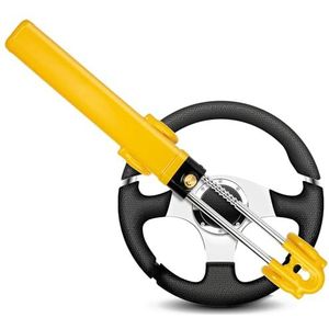 GADLANE Stuurslot met dubbele bar, hoge zichtbaarheid anti-diefstal, autostuurslot, geschikte autobeveiliging voor auto's, bestelwagen en caravan met 2 sleutels, sterk autoslot stuurwiel (geel)
