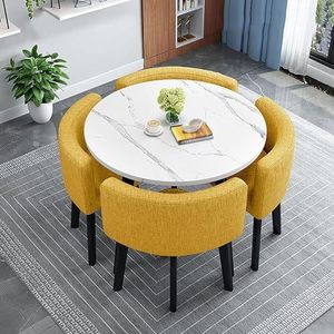 XIANGLV Eettafelset voor 4 vergaderzalen tafel ronde tafel en stoelen eetkamer tafel set voor 4 kleine ronde eettafel ronde keukentafel cirkel keukentafel (A22,90x90x75cm)
