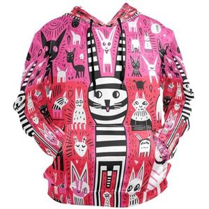 KAAVIYO Roze Doodle Art Zebra Hoodie Hooded Atletische Sweatshirts 3D Print Hoodies voor Meisje Jongen Mannen (Gezondheid Stof), Patroon, XXL