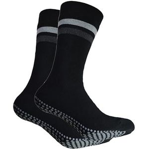 2 paar zwarte heren damessokken stop ABS maat 43/46 ABS-noppen merk Cocain zonder rubber thermosokken badstof anti-slip sokken stopsokken