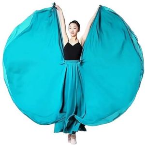 Flamencorok for vrouwen 180/360/540/720 graden volle cirkel swingrok Spaanse danskostuum Volwassen vloeiende geplooide gelaagde rok for optredens Halloweenfeest Rode krijt thema-outfit(Lake blue_180)