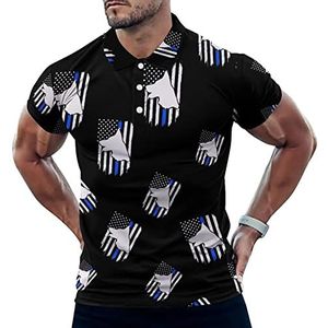 K9 Politie Hond US Blauwe Lijn Vlag Grappige Mannen Polo Shirt Korte Mouw T-shirts Klassieke Tops Voor Golf Tennis Workout