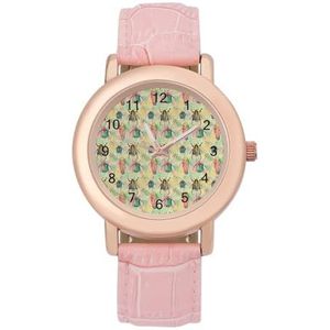 Kevers Geel Klassieke Horloges voor Vrouwen Gemakkelijk Lees Mode Grappig Grafisch Horloge Gift voor Werk Workout