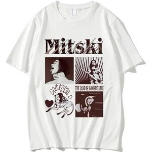 FCJKMNM Mitski Print T-shirt Hip Hop Trendy Harajuku Korte Mouw Tops Mannen Vrouwen Zomer Ronde Hals T-Shirt Casual Street Shirt XXS-4XL, Wit, XL