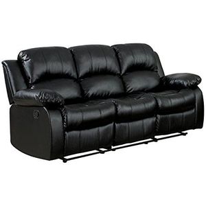 UK Leisure World RECLINER ZWARTE BANK SUITES SETTEE LAZY BOY ZWART STOF 1 2 3-ZITS ARMSTOEL FAUX LEER (zwart driezits)