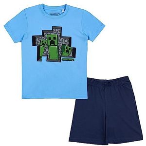 Minecraft Kids - Creeper mannen kinderpyjama grijs gemêleerd/wit schurken, fanmerch, gaming (as3, Numeric, Numeric_140, regular, blauw 2), blauw 2