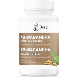 Berg - Ashwagandha Capsules 1000mg - Includes Ashwagandha Root with Black Pepper - 90 capsules