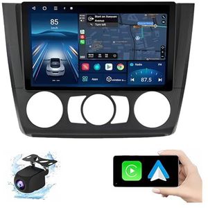 Android 14.0 2 Din Autoradio 9"" Touchscreen Auto Stereo voor BMW 1 Series 2008-2012 met Draadloze Carplay Android Auto GPS navigatie AHD Omgekeerd beeld Stuurwielbediening(B,P6(8G+128G))