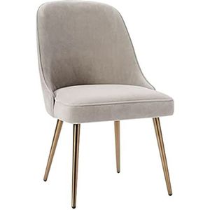 GEIRONV Zachte Fluwelen Eetkamerstoel,Moderne Eenvoud Gouden Been Bureaustoel 4S Winkel Hotel Receptie Teller Stoel 1 Stuk Eetstoelen (Color : Beige)