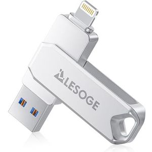 LESOGE MFi-gecertificeerde, 512 GB flashdrive voor iPhone, 3-in-1 geheugenstick, USB 3.0, fotostick, USB C-stick