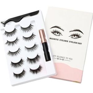 UAMOU 3/5/10pairs Magnetische Wimpers 3D nertsen Wimpers Langdurige Magneet Vloeibare Eyeliner & Pincet Set Natuurlijke valse Wimper Make-Up Kit Cheerfully (Color : 6D-15)