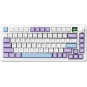 QPSJXN Draadloos mechanisch toetsenbord met drie modi, magnetische schakelaar, kleurendisplay 058 inch en activeringsslag van 01 mm (draadloos paars)