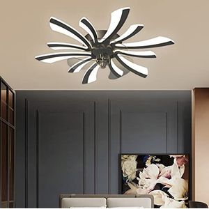 Modern Plafondlampen met ventilator LED Verlichting, 72W Dimbaar Plafondventilatorlichten, Ventilator keert om, Instelbaar 6 Windsnelheid, Plafondlamp voor Huiskamer Slaapkamer (Zwart, 5052)