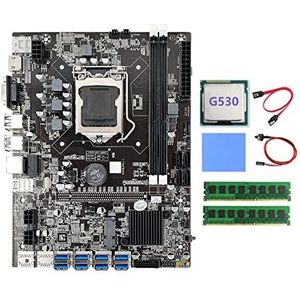AMIUHOUN B75 BTC Moederbord 8XUSB+G530 CPU+2XDDR3 8G 1600 Mhz RAM+ Kabel+Schakelkabel+Thermische Pad B75 USB Moederbord
