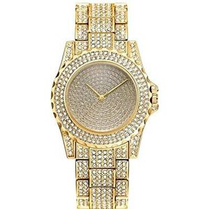LIWEIKE Vrouwen Strass Horloges Lady Jurk Vrouwen Horloge Diamant Luxe Merk Armband Polshorloge Dames Kristal Quartz Klokken (Kleur: Goud, Maat: 20mm)