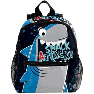 Leuke Mode Mini Rugzak Pack Bag Hand Getrokken Shark Snack Aanval, Meerkleurig, 25.4x10x30 CM/10x4x12 in, Rugzak Rugzakken